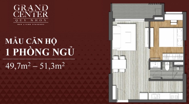 Căn hộ 1PN Grand Center Quy Nhơn